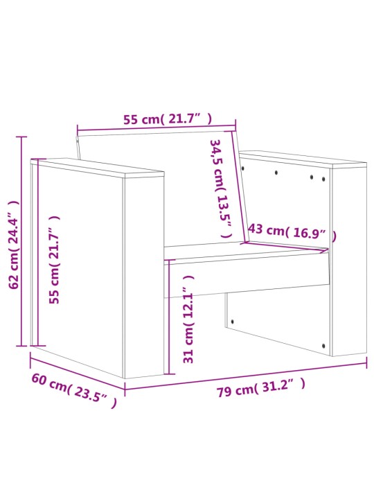 Puutarhansohva 79x60x62 cm täysi douglaskuusi