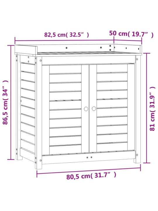 Ruukutuspöytä hyllyllä 82,5x50x86,5 cm täysi mänty