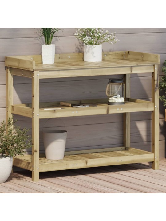 Ruukutuspöytä hyllyillä 108x45x86,5 cm kyllästetty mänty
