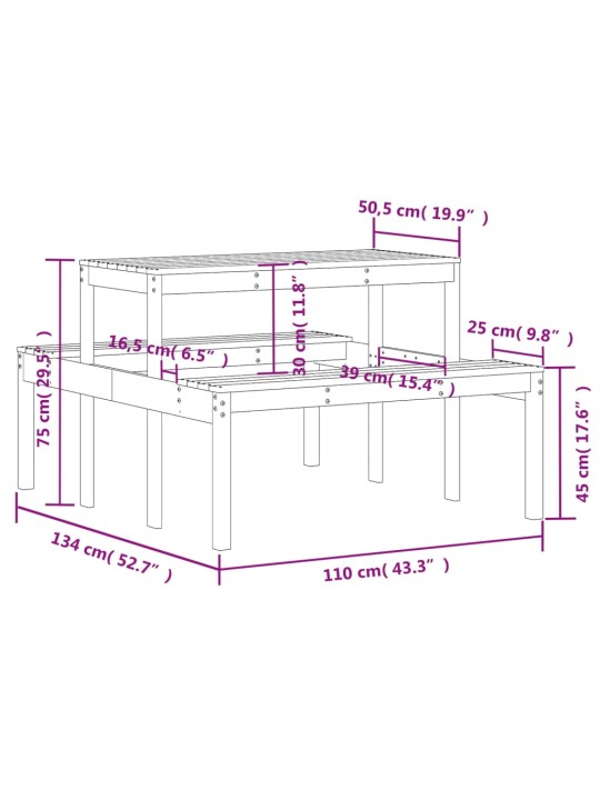 Piknikpöytä 110x134x75 cm kyllästetty mänty