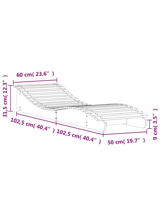 Aurinkotuolit 2 kpl 205x60x31,5 cm täysi mänty