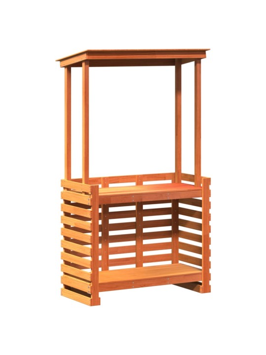 Ulkobaaripöytä katolla ruskea 112,5x57x195,5 cm täysi mänty