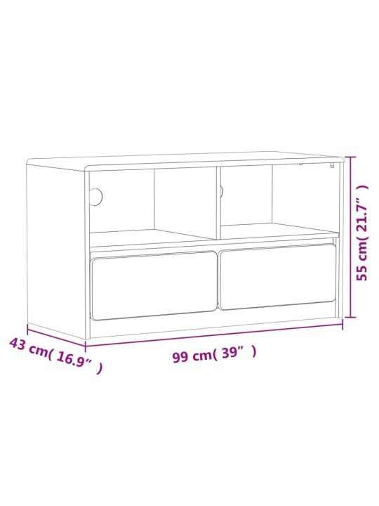 TV-taso SAUDA tammenvärinen 99x43x55 cm täysi mänty