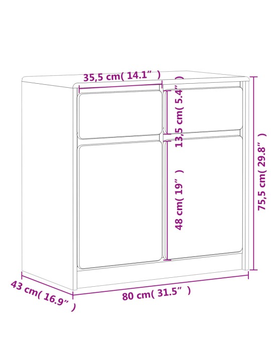 Senkki SAUDA tammenvärinen 80x43x75,5 cm täysi mänty