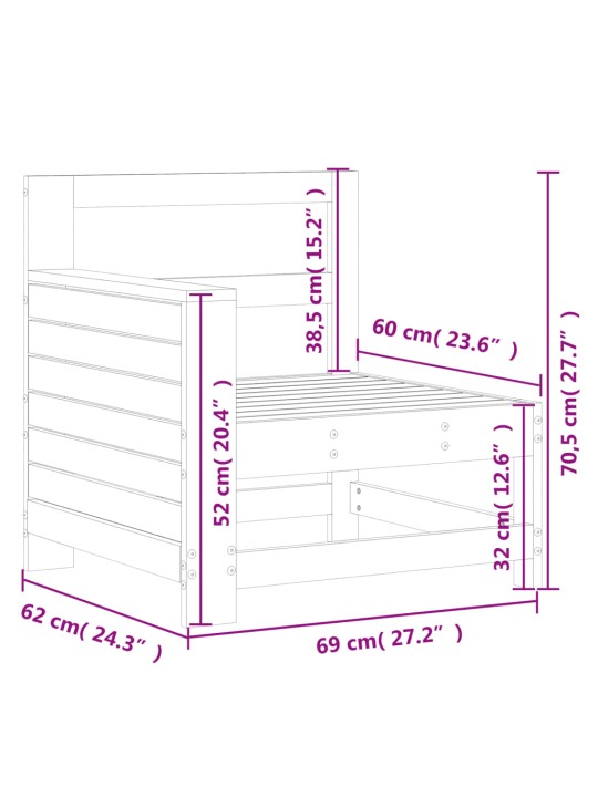 Puutarhan sohvatuoli vahanruskea 69x62x70,5 cm täysi mänty