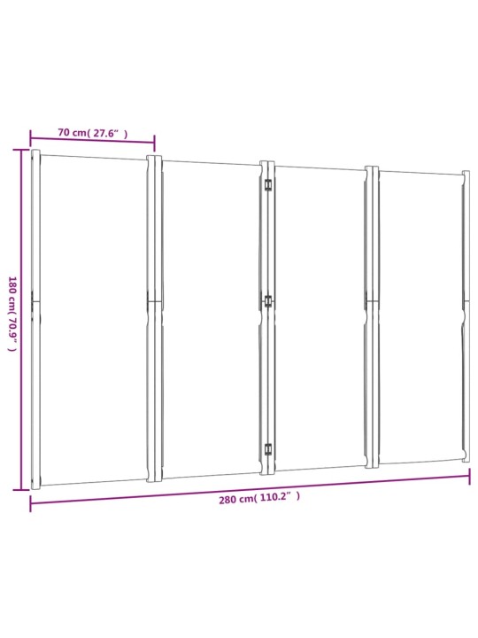 4-Paneelinen tilanjakaja ruskeanharmaa 280x180 cm