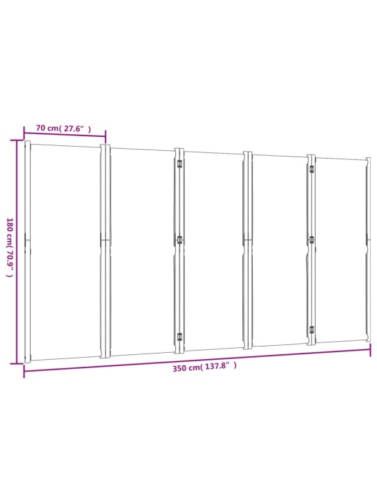 5-Paneelinen tilanjakaja ruskeanharmaa 350x180 cm