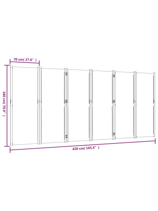 6-Paneelinen tilanjakaja ruskeanharmaa 420x180 cm