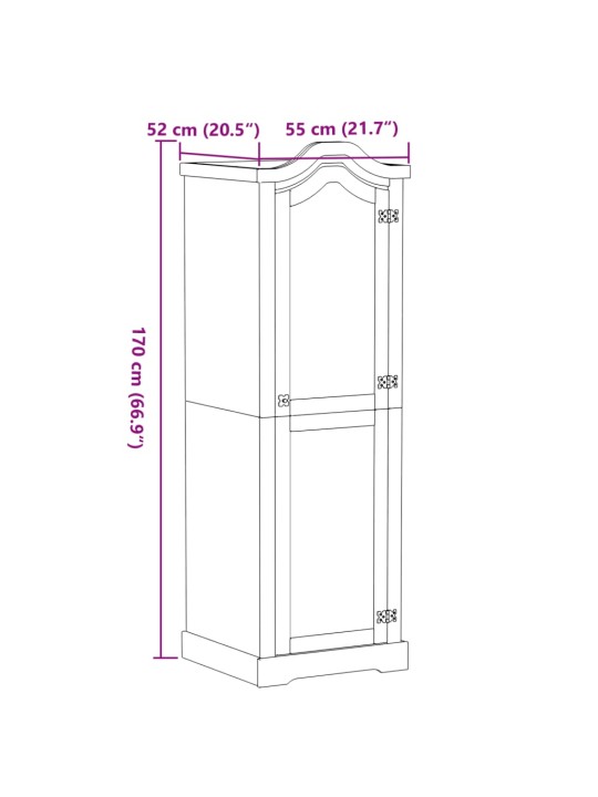 Vaatekaappi Corona 55x52x170 cm täysi mänty