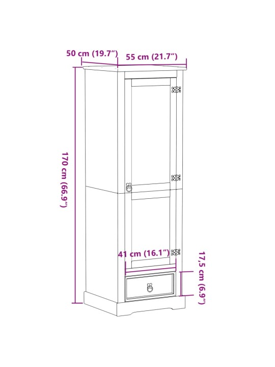 Vaatekaappi Corona 55x50x170 cm täysi mänty