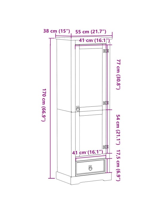 Vaatekaappi corona 55x38x170 cm täysi mänty