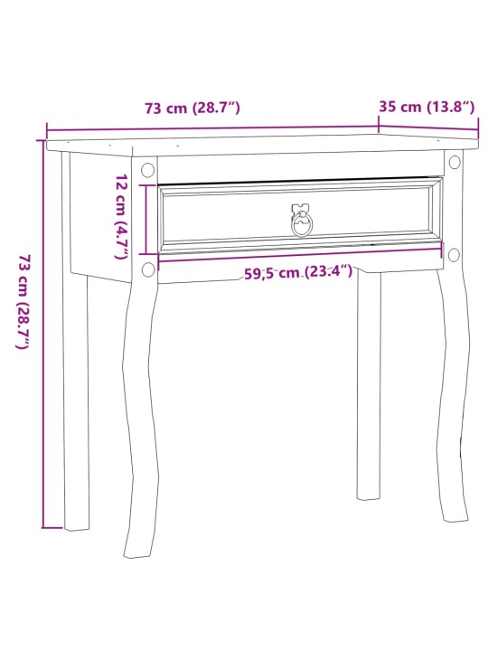 Konsolipöytä Corona 73x35x73 cm täysi mänty