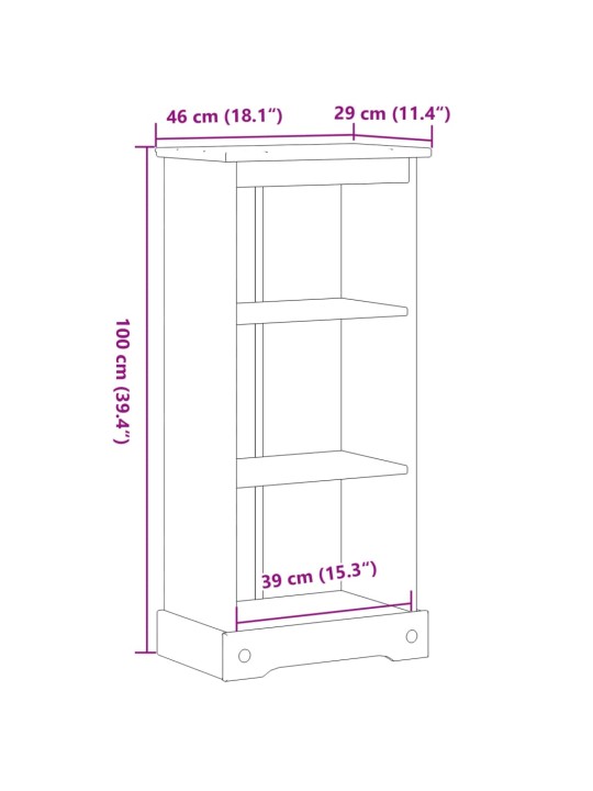 Kirjahylly Corona 46x29x100 cm täysi mänty
