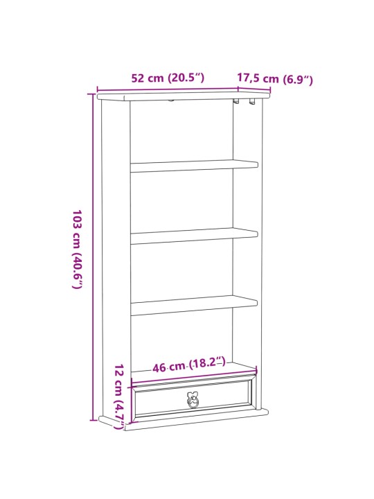 CD-kaappi Corona 52x17,5x103 cm täysi mänty