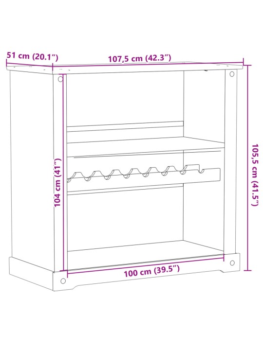 Viinikaappi Corona 107,5x51x105,5 cm täysi mänty