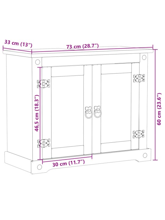 Kylpyhuoneen pesuallaskaappi corona 73x33x60 cm täysi mänty
