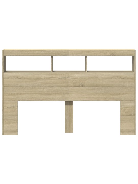 Sängynpäätykaappi led-valoilla sonoma-tammi 160x17x102 cm