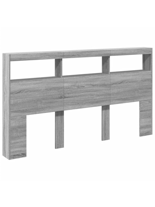 Sängynpäätykaappi led-valoilla harmaa sonoma 180x17x102 cm