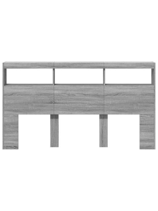Sängynpäätykaappi led-valoilla harmaa sonoma 180x17x102 cm