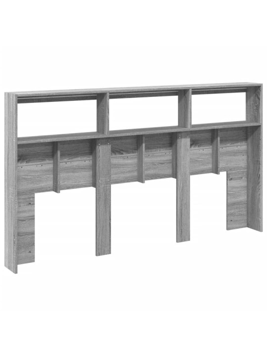 Sängynpäätykaappi led-valoilla harmaa sonoma 180x17x102 cm