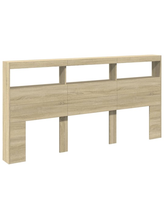 Sängynpäätykaappi led-valoilla sonoma-tammi 200x17x102 cm