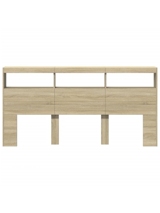 Sängynpäätykaappi led-valoilla sonoma-tammi 200x17x102 cm