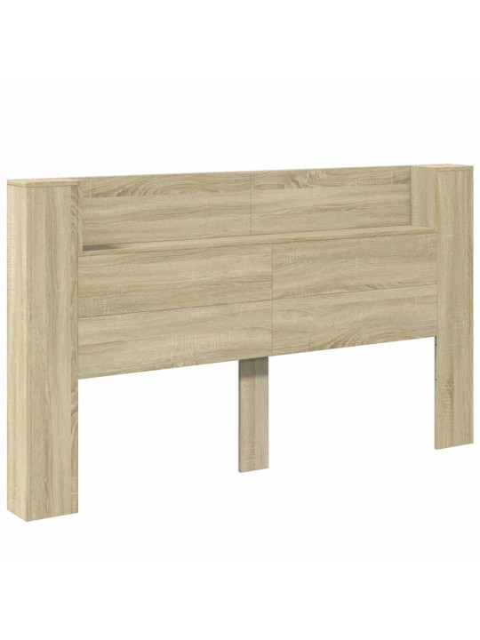 Sängynpäätykaappi led-valoilla sonoma-tammi 180x16,5x103,5 cm