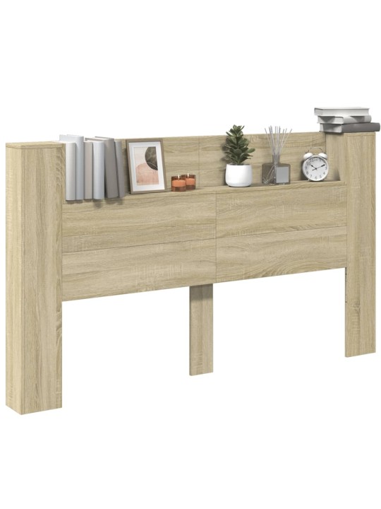 Sängynpäätykaappi led-valoilla sonoma-tammi 180x16,5x103,5 cm