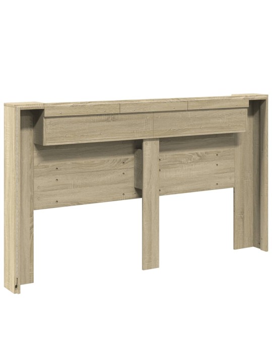 Sängynpäätykaappi led-valoilla sonoma-tammi 180x16,5x103,5 cm