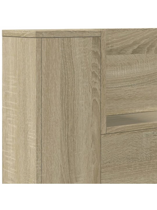 Sängynpäätykaappi led-valoilla sonoma-tammi 180x16,5x103,5 cm