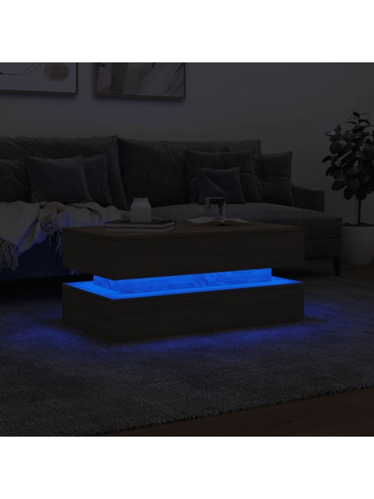 Sohvapöytä LED-valoilla Sonoma-tammi 90x50x40 cm