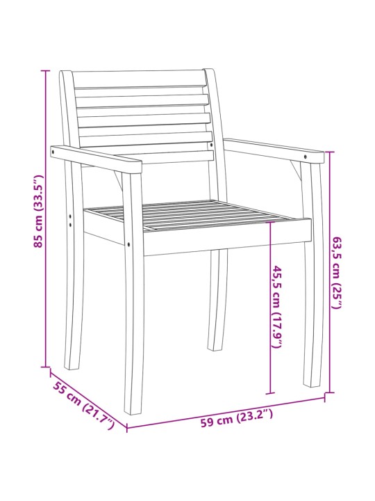 Puutarhatuolit 2 kpl 59x55x85 cm täysi akasiapuu