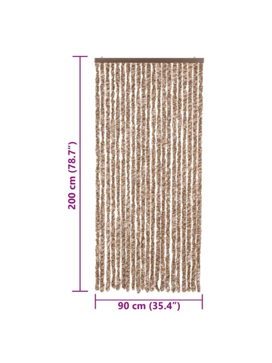 Hyönteisverho beige ja tummanruskea 90x200 cm chenille