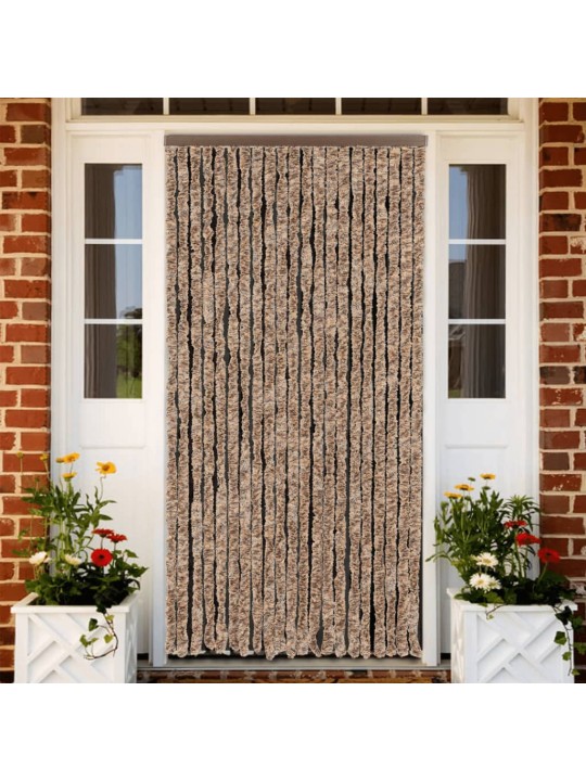 Hyönteisverho beige ja tummanruskea 90x220 cm chenille