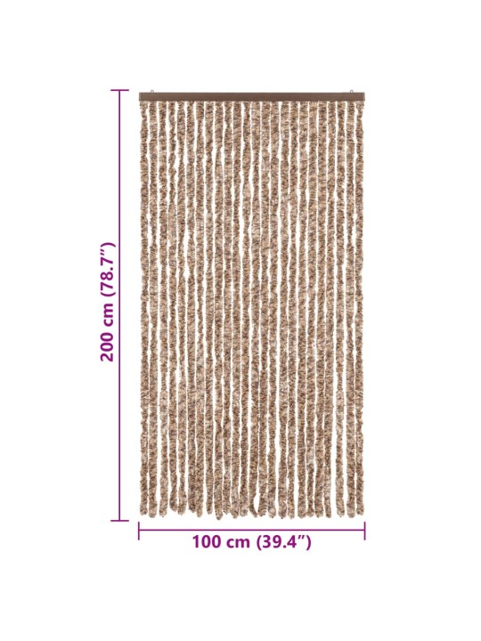 Hyönteisverho beige ja tummanruskea 100x200 cm chenille