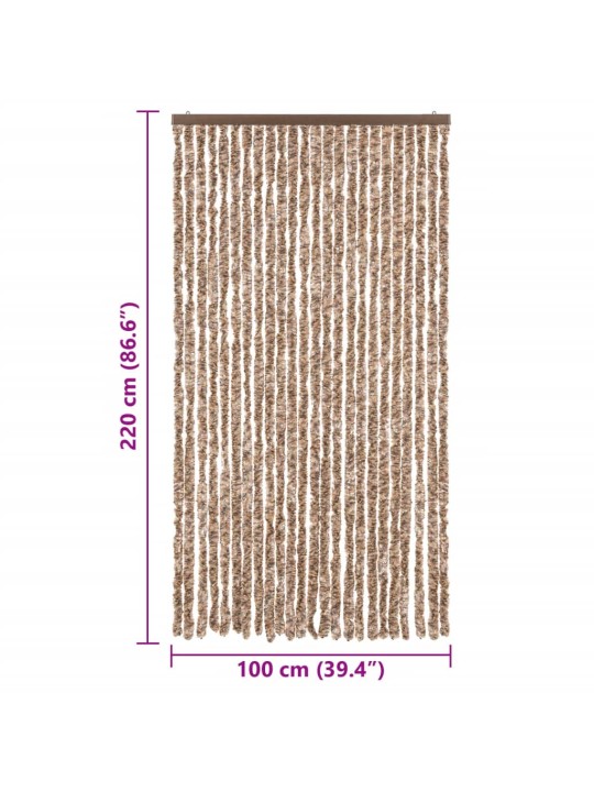 Hyönteisverho beige ja tummanruskea 100x220 cm chenille