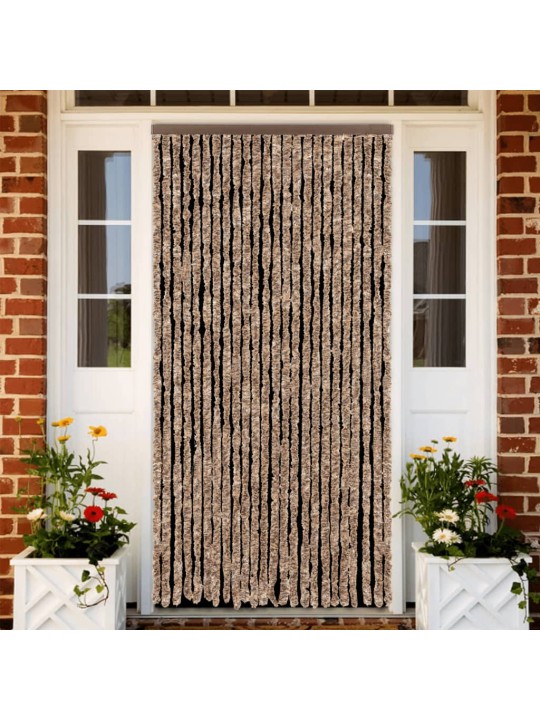 Hyönteisverho beige ja tummanruskea 100x220 cm chenille