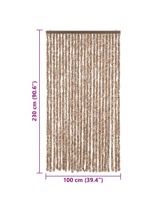 Hyönteisverho beige ja tummanruskea 100x230 cm chenille