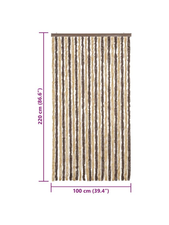 Hyönteisverho tummanruskea ja beige 100x220 cm chenille