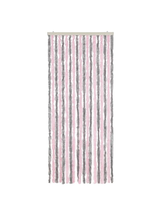 Hyönteisverho hopeanharmaa ja pinkki 56x185 cm chenille