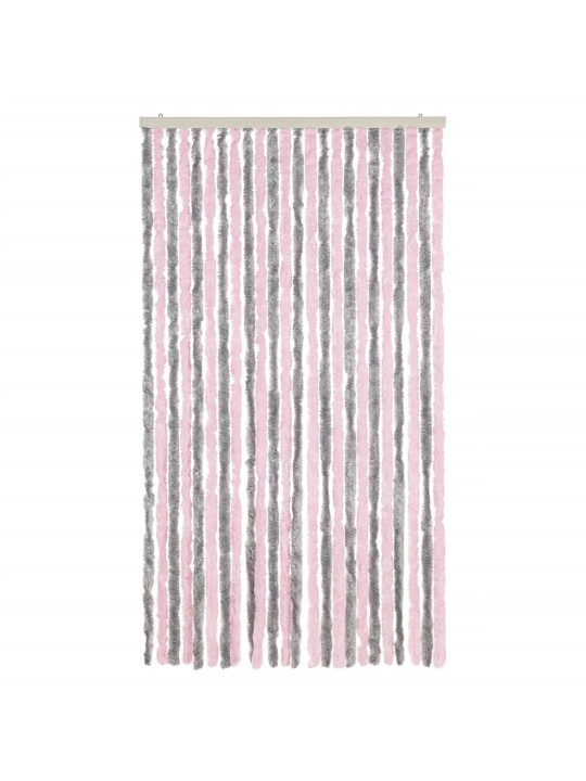 Hyönteisverho hopeanharmaa ja pinkki 100x230 cm chenille