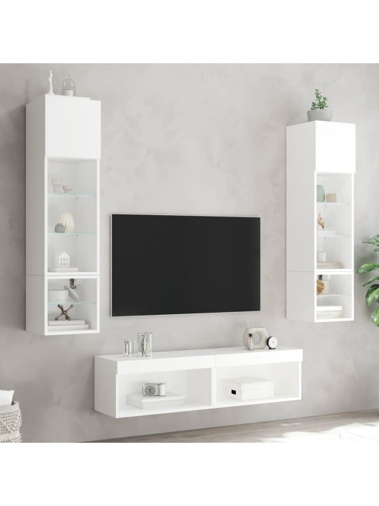 6-osainen LED TV-kaappisarja valkoinen tekninen puu