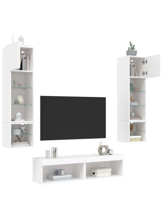 6-osainen LED TV-kaappisarja valkoinen tekninen puu