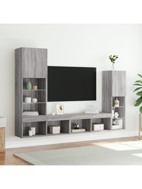 4-osainen led tv-kaappisarja harmaa sonoma tekninen puu