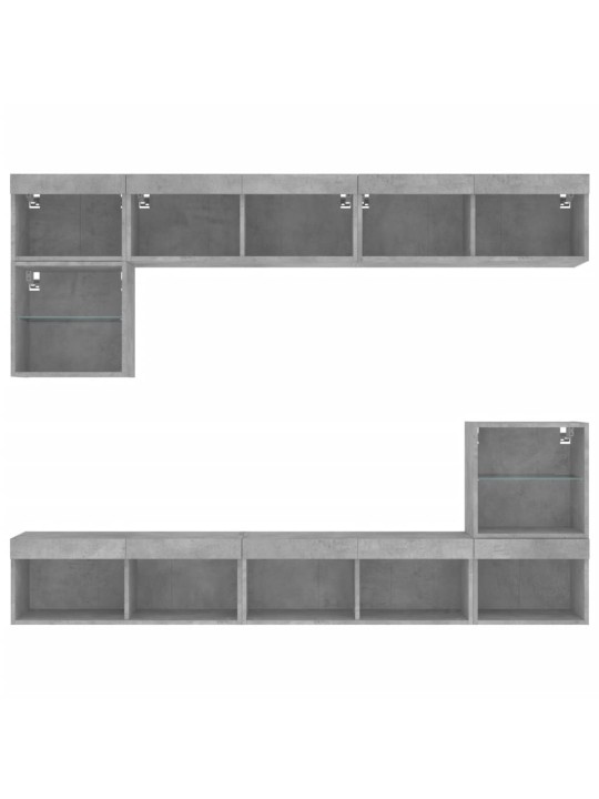 8-osainen led tv-kaappisarja betoninharmaa tekninen puu