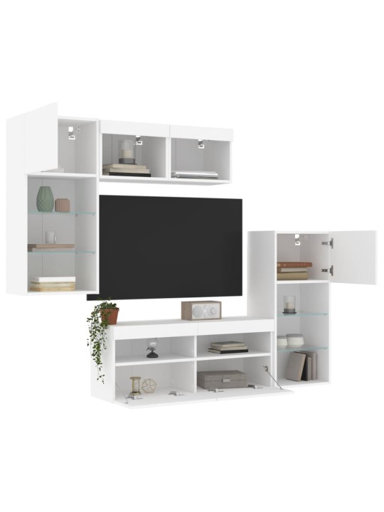 5-osainen led tv-kaappisarja valkoinen tekninen puu