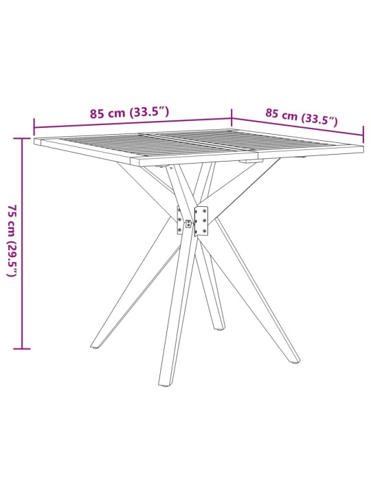 Puutarhapöytä neliö 85x85x75 cm täysi akasiapuu