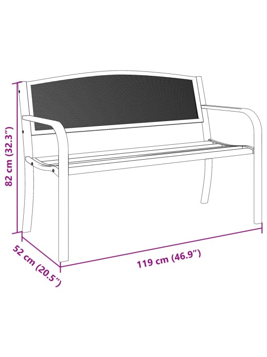 Puutarhapenkki 119 cm musta teräs