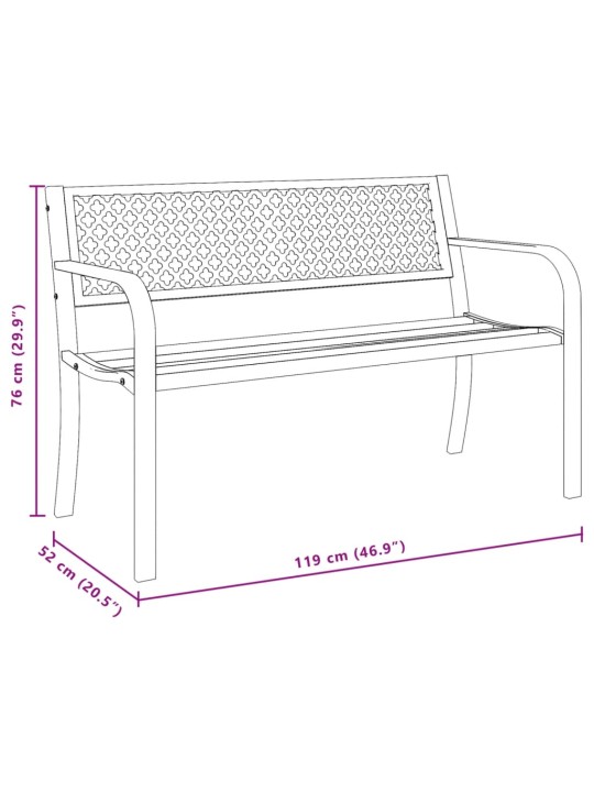 Puutarhapenkki 119 cm musta teräs