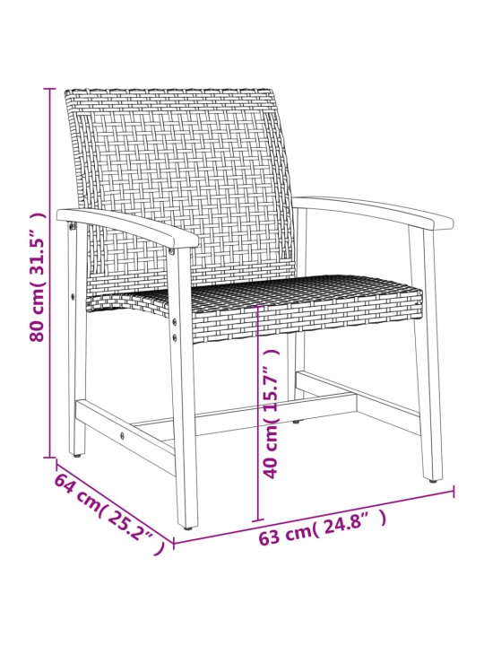 Puutarhatuolit 2 kpl beige polyrottinki ja akasiapuu